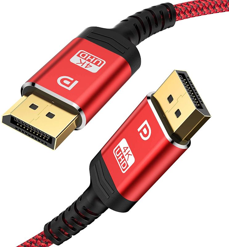 Photo 1 of Certified DisplayPort Cable,Capshi 4K DP Cable Nylon Braided -(4K@60Hz, 2K@144Hz) Gold-Plated DP to DP Cable(NOT HDMI) Ultra High Speed Display Port Cable 6.6ft for Laptop PC TV etc (Red)