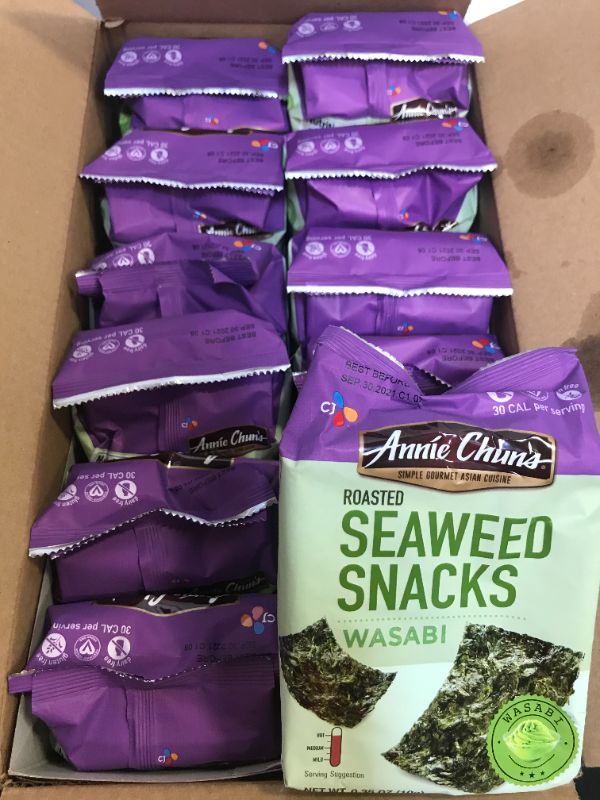 Photo 1 of Annie Chuns Seaweed Snacks, Roasted, Wasabi, Hot - 0.35 oz best by 9*3*21