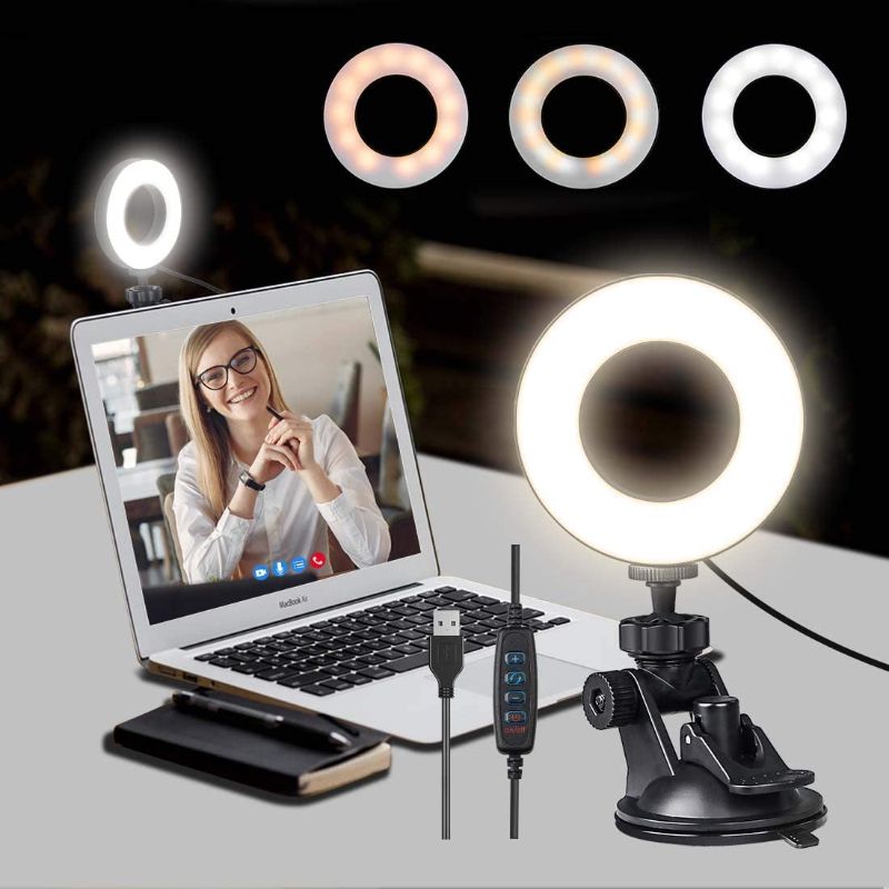 Photo 1 of Video Conference Lighting for Laptop Webcam, Zoom Meeting Light for Computer, Upgrade LED Ring Light with Adhesive Suction Cup for Live Streaming, Self-Broadcast, TikTok