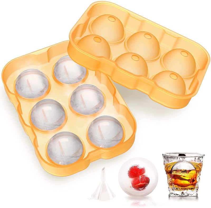 Photo 1 of  Ice Ball Trays Reusable Silicone Ice Cube Maker with Lid, Sphere Ice Molds for Whiskey, Cocktails, and Drinks, Easy Release and BPA Free