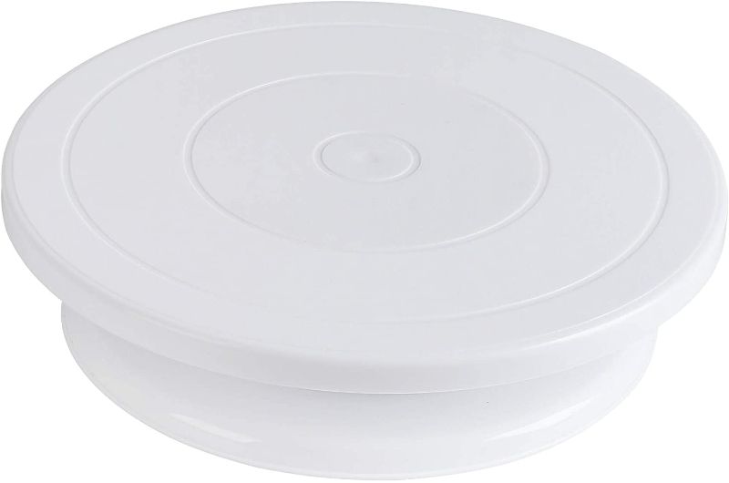 Photo 1 of 11 Inch Rotating Cake Turntable White Cake Stand Spinner for Cake Decorations, Pastries, Cupcakes