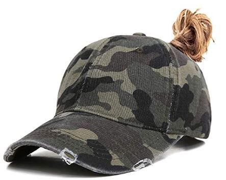 Photo 1 of DOANNOTIUM Ponytail Baseball Cap Ponycaps Criss Cross Retro Washed Cotton Visor Dad Hat(Camo)