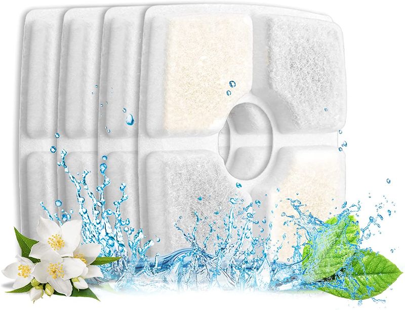 Photo 1 of Replacement Filters for Cat Fountain, NEIQII 4-Pack Square Replacement Filters for 84oz/2.5L Automatic Pet Water Fountain Dog Water Dispenser