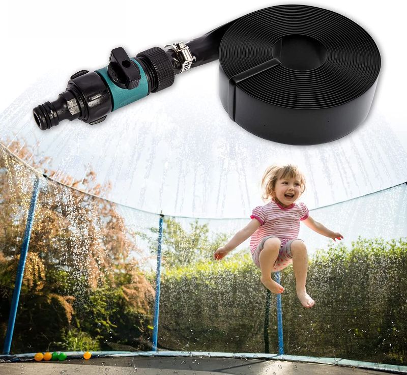 Photo 1 of 72FT Trampoline Sprinklers Sprayer for Trampoline Net, Bonviee Outdoor Water Park Ajustable Length Sprinker Hose Toys Cooling Kit for Kids Boys Girls with Instruction