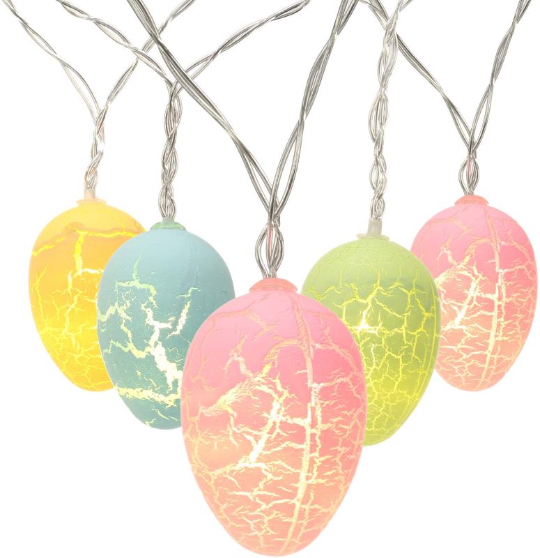 Photo 1 of  10 LED Easter Egg String Lights, 5.94ft Easter Lights Battery Powered Pastel Lights for Easter, Party, Fireplace, Mantels, Entrance, Tree, Upstairs, Banister, Home Decorations, Clear Wire