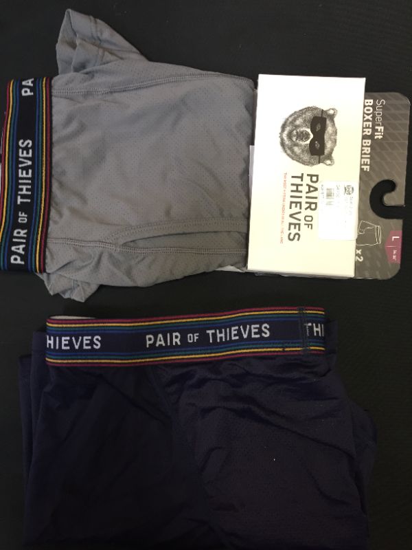 Photo 2 of Pair of Thieves Men's Super Fit Boxer Briefs 2pk SIZE L --PACKAGE WAS OPENED AS SEEN IN PHOTO--