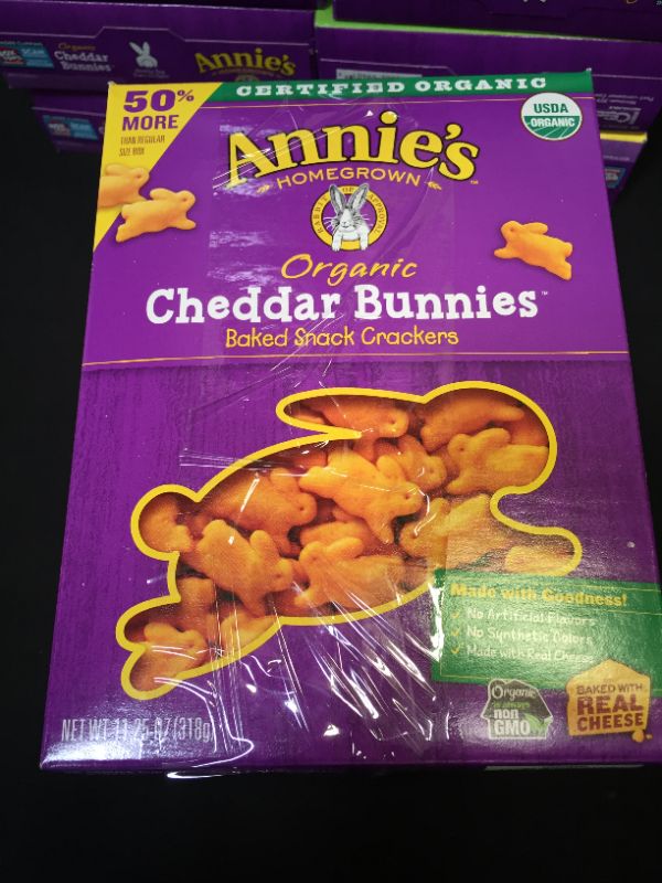 Photo 2 of Annie's Baked Snack Crackers, Organic, Cheddar Bunnies - 11.25 oz