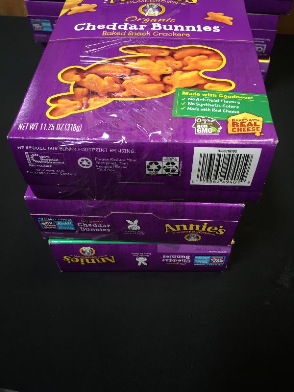 Photo 1 of Annie's Baked Snack Crackers, Organic, Cheddar Bunnies - 11.25 oz