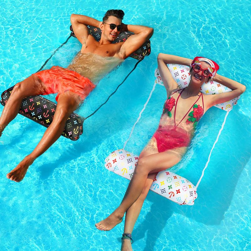 Photo 1 of 
Water Hammock Inflatable Pool Float,2-Pack Multi-Purpose Portable Hammock(Saddle, Lounge Chair, Hammock, Drifter),Pool Lounger,Swimming Pool Float Gift for 8 9 10 11 12 Year Old Boys Girls Kids Adults
