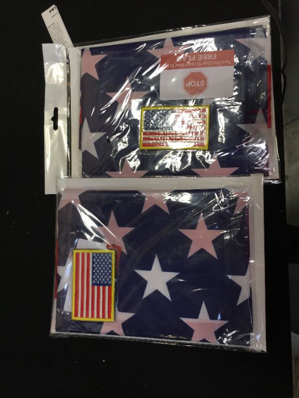 Photo 1 of 2 pack of Eugenys American Flag 3 x 5 ft - Free US Flag Velcro Patch Included - Bright Vivid Colors