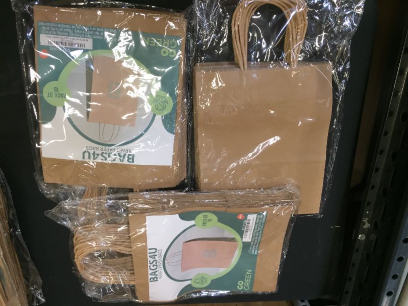 Photo 1 of Brown paper bags with handles 15pcs each pack, 45pcs total