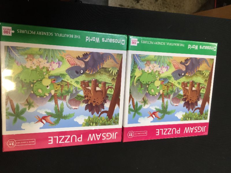 Photo 1 of 2 pack of kids jigsaw dinosaur puzzle 100pcs each puzzle