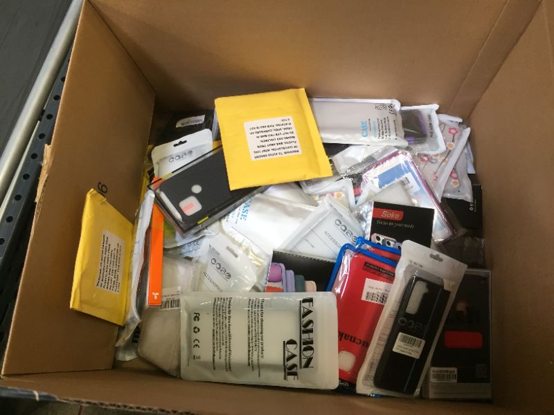 Photo 1 of Box of miscellaneous phone cases, various sizes and phone styles