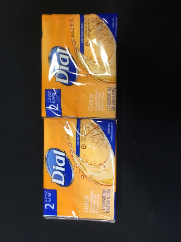 Photo 1 of 2 pack of Dial Deodorant Soap, Antibacterial, Gold - 2 pack, 3.2 oz bars