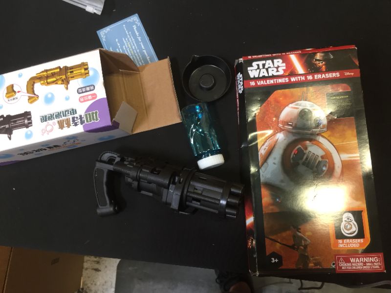 Photo 1 of 2 pack one bubble blower gun and one star wars valentine day pack with erasers