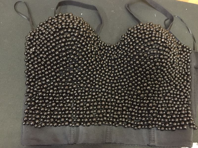 Photo 2 of ADJUSTABLE CORSET TOP WITH PEARLS BLACK COLOR  SIZE XL-----RUN SIZE SMALL