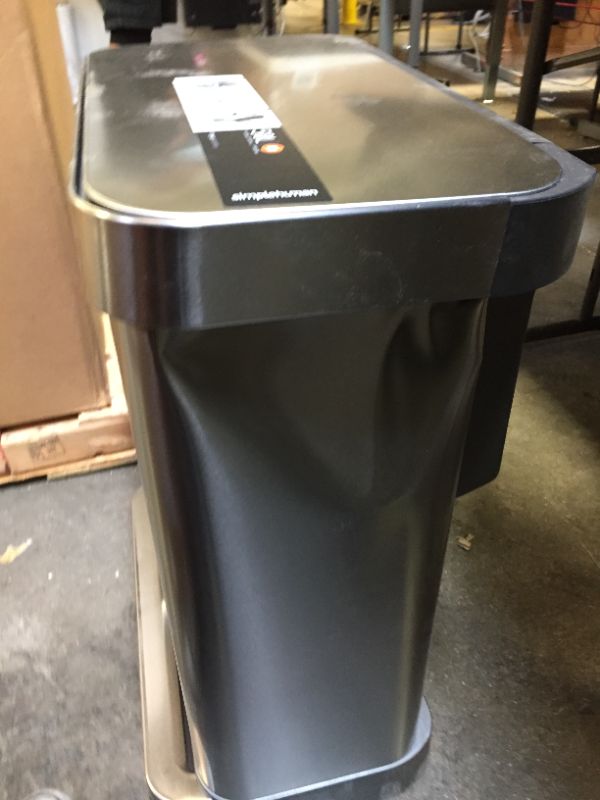 Photo 2 of 58-Liter Nano-Silver Clear Coat Brushed Stainless Steel Dual Compartment Rectangular Recycling Step-On Trash Can