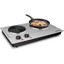 Photo 1 of CUSIMAX 1800W Double Hot Plate, Stainless Steel Silver Countertop Burner Portable Electric Double Burners Electric Cast Iron Hot Plates Cooktop, Easy to Clean, Upgraded Version C180N
