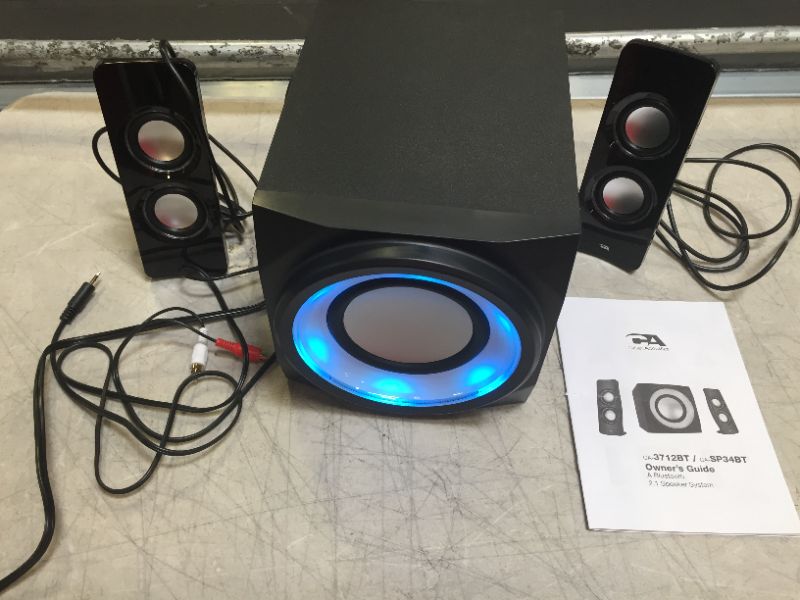 Photo 2 of Cyber Acoustics Bluetooth Speakers with LED Lights – The Perfect Gaming, Movie, Party, Multimedia 2.1 Subwoofer Speaker System (CA-SP34BT)
