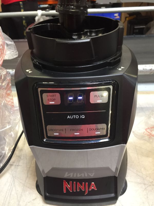 Photo 2 of Ninja AMZ493BRN Compact Kitchen System with Auto-iQ, Blender Food Processor Combo, Blend, Chop, Mix Doughs, 1200 Watts, Dishwasher safe 18 oz. Cup, black/grey
