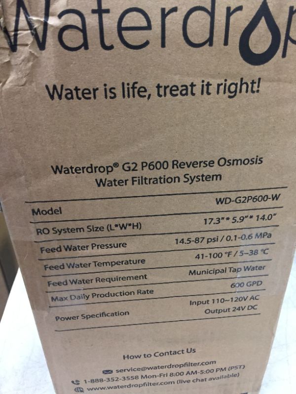 Photo 4 of Waterdrop RO Reverse Osmosis Water Filtration System, 600 GPD, 2:1 Pure to Drain, Tankless, Smart Panel, Composite Multi-Stage, FCC Listed, USA Tech, Brushed Nickel Based Faucet, WD-G2P600-W
