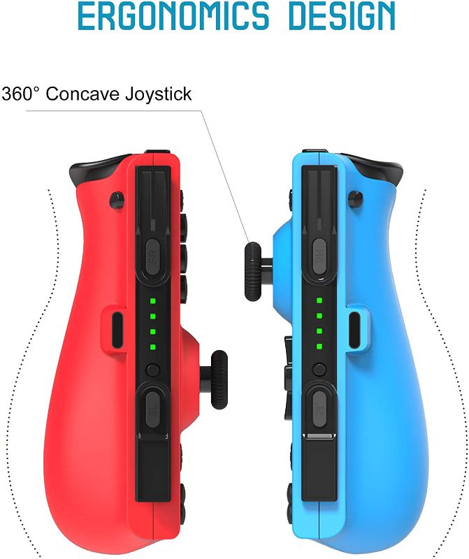 Photo 1 of KINVOCA C25 Joy Pad Controller for Nintendo Switch, Replacement for Switch Joycon, Wired/Wireless Switch Controller, Programmable Macros, Turbo, Motion Control & Dual Vibration, Red and Blue with Grip
