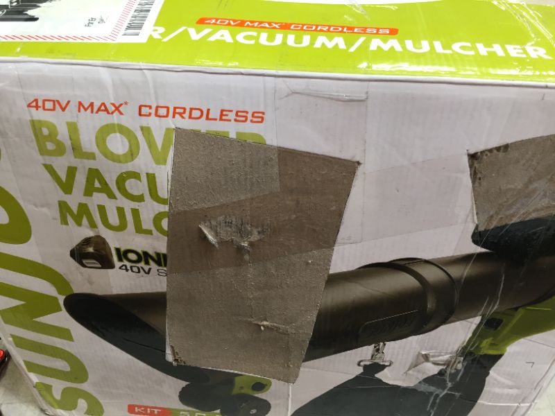 Photo 1 of Sun Joe Snow Joe Sun Joe 40V Variable-Speed Cordless Blower/Vacuum/Mulcher, Kit (w/5.0-Ah Battery + Quick Charger) (ITEM IS DIRTY) (COULD NOT TEST)