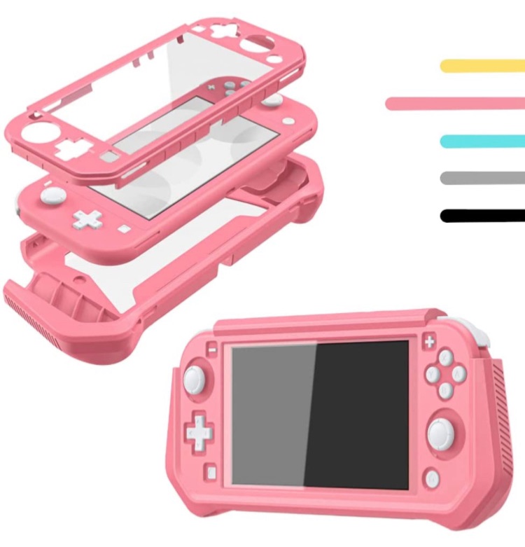 Photo 1 of 
Case for Nintendo Switch Lite Protective Case Cover Skin Accessories - Grip Cover with Built-in PC Screen Protector - Split Cover TPU+PC Case with Anti-Scratch and Shock-Absorption - Coral