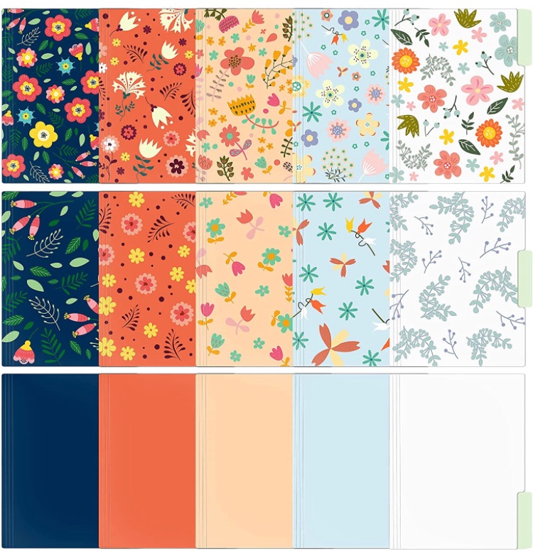 Photo 1 of EOOUT 15 Pack Decorative File Folders, Cute Floral File Folders, Colored Letter Size File Folders, 1/3-Cut Tabs, 9.5 x 11.5 in, for Office, School