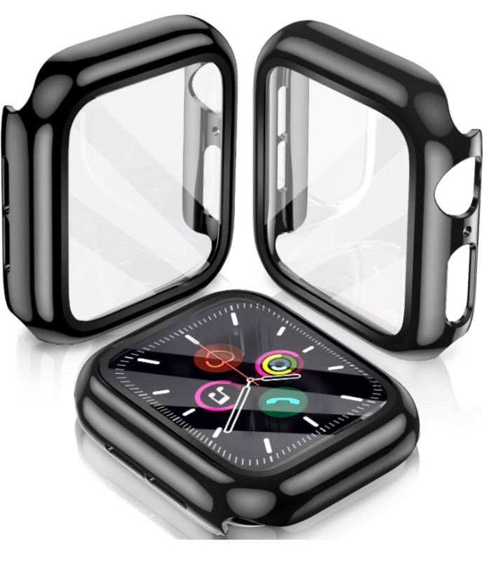 Photo 1 of LeYi [2 Pack] Compatible Apple Watch Series 6/SE/5/4 Case 40mm with Build-in Tempered Glass Screen Protector, Hard TPU All-Around Protective Cover Case for iWatch Series 6/SE/5/4, (Black 40mm) 2 sets