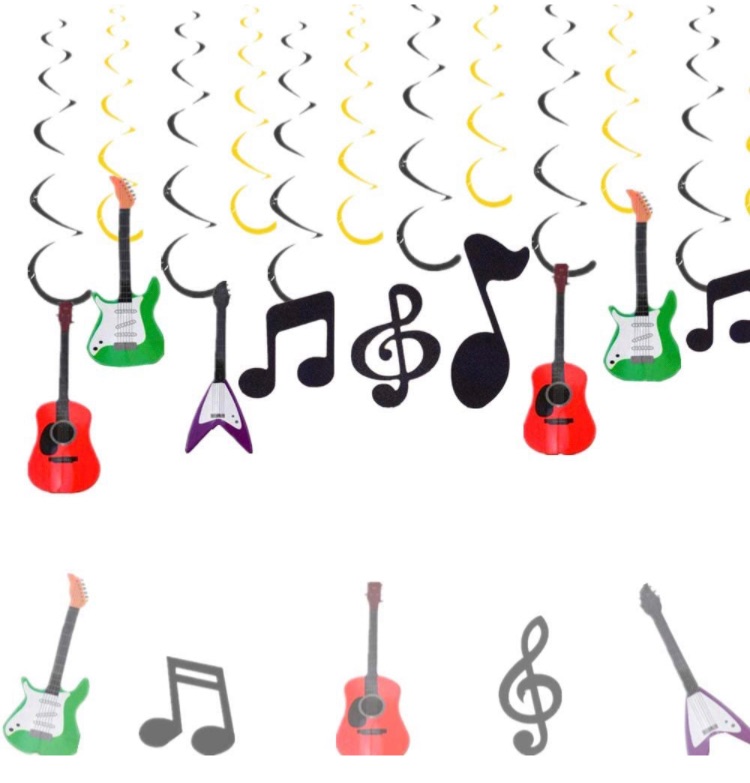 Photo 1 of 12 PCS JeVenis Music Guitar Swirl Hanging Decoration Music Birthday Party Decoration Music Decorations