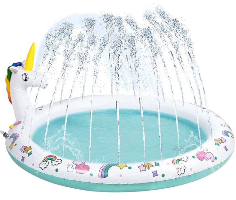 Photo 1 of Future Way Splash Pad for Toddlers Ages 18 Months+, Inflatable Unicorn Sprinkler for Kids, 67 Inch