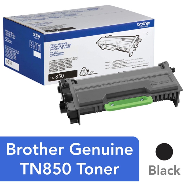 Photo 1 of Brother Genuine High Yield Toner Cartridge, TN850, Replacement Black Toner, Page Yield Up To 8, 000 Pages, Amazon Dash Replenishment Cartridge