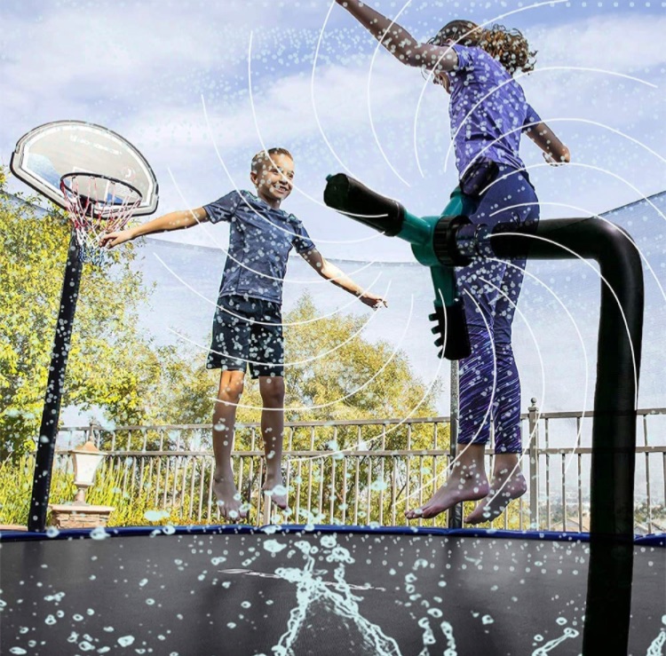 Photo 1 of Tevigo Trampoline Sprinkler,360 Degrees Rotation Sprinkler for Trampoline Sprinkler Outdoor 360 Degree Whirl Sprinkler Fun Water Park Rotating Sprinkler,Accessories Included