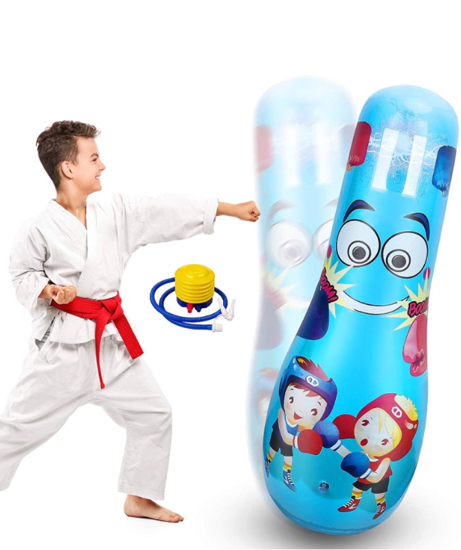 Photo 1 of Mdikawe Inflatable Kids Punching Bag, Bounce Back Boxing Bag, Punch Bags Kids Toys with Thicken Premium PVC for 3-10 Years Old Childre