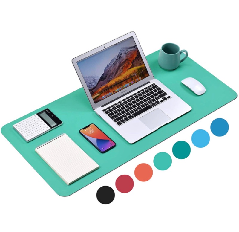 Photo 1 of Non-Slip Desk Pad (35.4 x 17"), Waterproof Mouse Pad, PU Leather Desk Mat, Office Desk Cover Protector, Desk Writing Mat for Office/Home/Work/Cubicle (Turquoise Green)