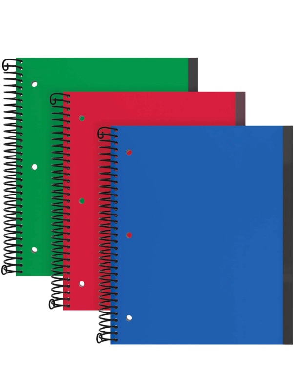 Photo 1 of Oxford Spiral Notebook 3 Pack, 3 Subject, College Rule, Durable Plastic Covers, Strong Coil, 3 Pockets, 8.5 x 11, 150 Sheets, Blue, Red, Green (89803)