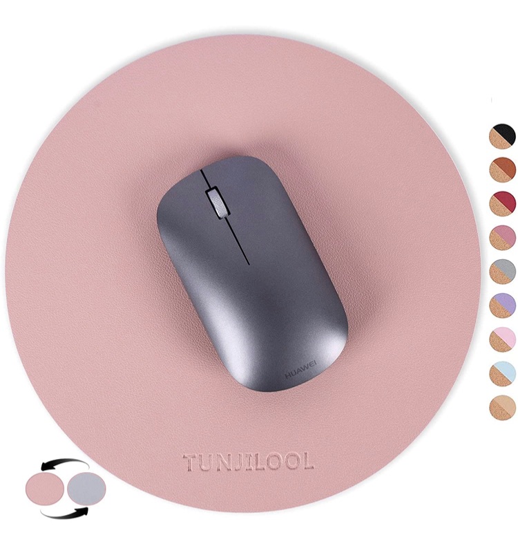 Photo 1 of Mouse pad Unique Beautiful Leaf Design Mouse Mat, Non-Slip Rubber Base Mousepad with Stitched Edge, Small Size but Perfect for Office Desktop and Home, Travel

TUNJILOOL Mouse Pad, Round Double-Sided Small PU Leather Mousepad, Non-Slip Waterproof Thin Mou