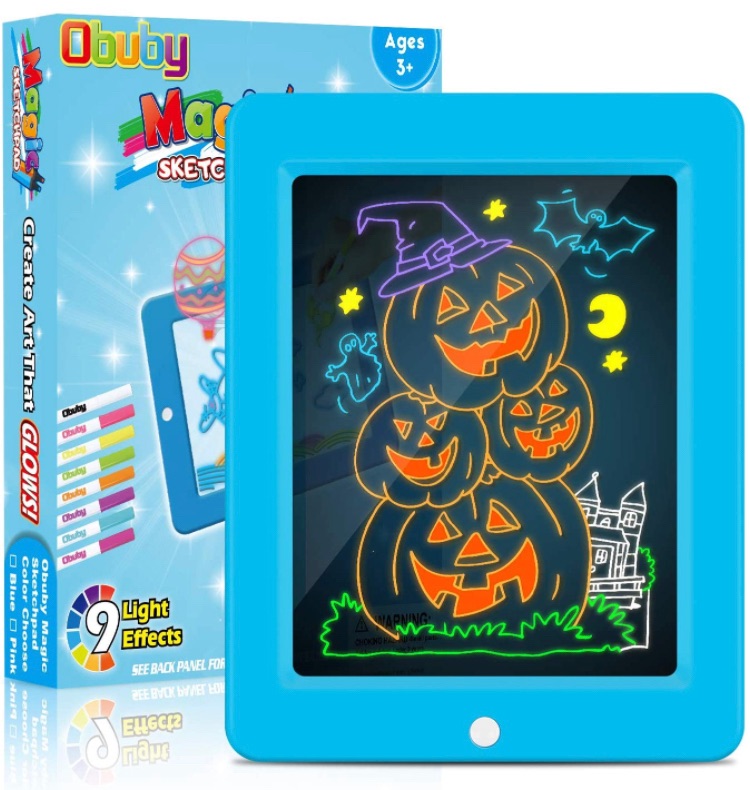 Photo 1 of Obuby Light Up Drawing Board Educational Learning Drawing Kids Toys Gifts for 3 4 5 6 7+ Ages Boys and Girls,Ultimate Tracing Pad with 9 LED Light Effects Glow in The Dark Art Doodle Color Set?Blue?