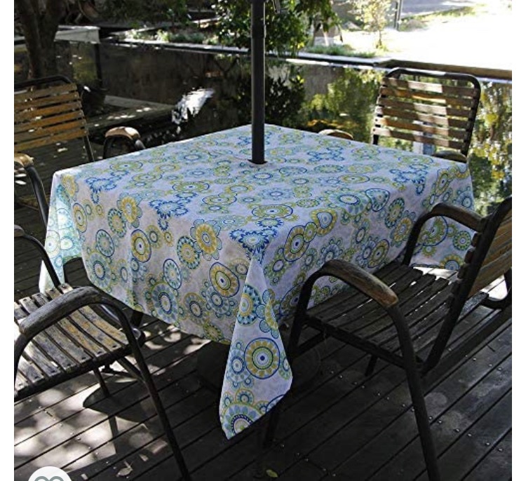 Photo 1 of 4.6 out of 5 stars  512 Reviews
Melaluxe Heavyweight Wrinkle-Free Stain Resistant Waterproof Outdoor Tablecloth with Umbrella Hole and Zipper,60-Inch-by-84 Rectangle, Seats 6 to 8 People