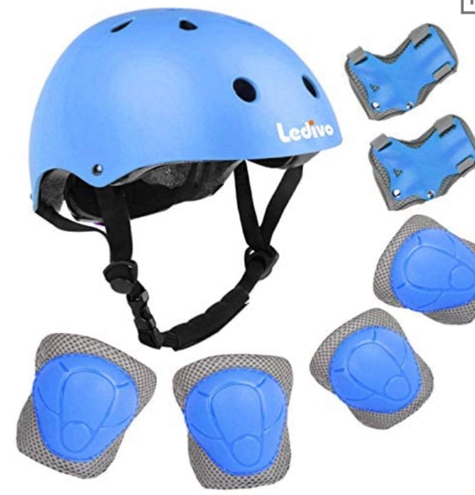 Photo 1 of LEDIVO Kids Adjustable Helmet Suitable for Ages 3-8 Years Toddler Boys Girls, Sports Protective Gear Set Knee Elbow Wrist Pads for Bike Bicycle Skateboard Scooter Rollerblading size Small