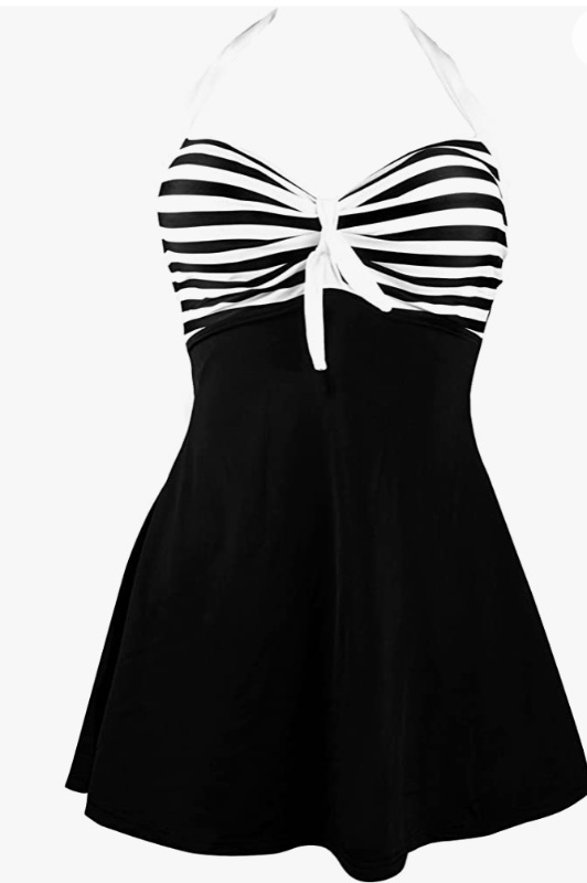 Photo 1 of COCOSHIP Vintage Sailor Pin Up Swimsuit Retro One Piece Skirtini Cover Up Swimdress(FBA) size XXL