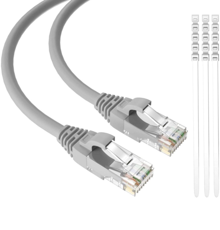 Photo 1 of Cat6 Ethernet Cable 40 Feet/Grey, Adoreen Patch Cable(25ft to 250ft),Cat 6 High Speed Network LAN UTP RJ45 Internet Cable,Ether Cable with 15 pcs Ties-40ft(12.2m)