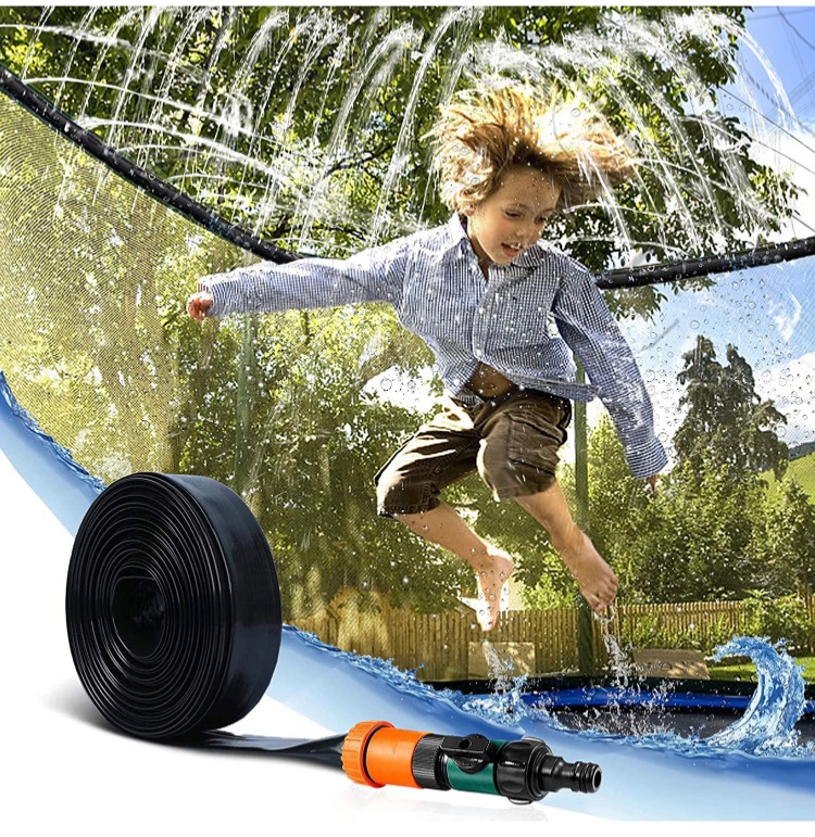 Photo 1 of Trampoline Sprinkler, Backyard Trampoline Water Sprinkler for Kids, 39.3 ft Long Outdoor Kids Trampoline Sprinkler Accessories, Fun Summer Toys for Water Play