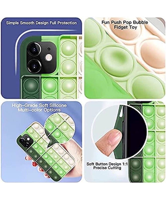 Photo 4 of Fidget Toy Phone Case,Push Poppit Bubble Fidget Sensory Toy Protective Case Compatible with iPhone 11-12 (Multicolor01, for iPhone Xs)