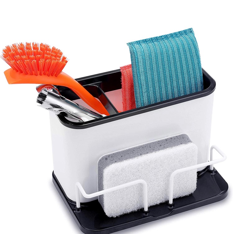 Photo 1 of DAOYA Sinkware Caddy Organizer with Drain - Sink Caddy Holder for Cleaning Brush & Sponge & Dish Wand on Counter, White for Kitchen Sink