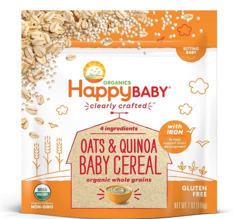 Photo 1 of Happy Baby Organics Clearly Crafted Baby Food, Oats & Quinoa Baby Cereal, 7 Ounce Pouch (Pack of 6) best by 11/2021