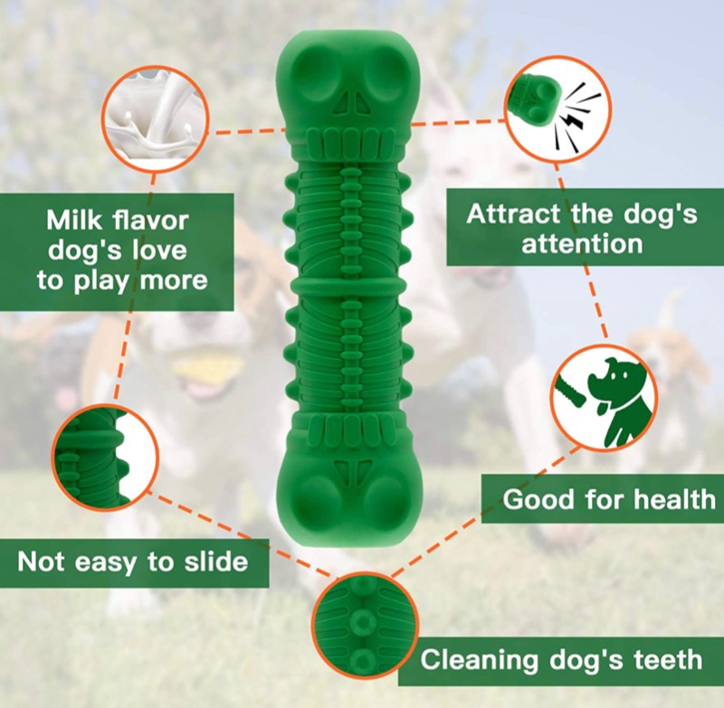 Photo 2 of Dog Chew Toys Dog Toys for Aggressive Chewers Large Breed Tough Durable Teeth Cleaning Skull Bones Dog Toys Natural Rubber Squeak Nearly Indestructible Dog Toys