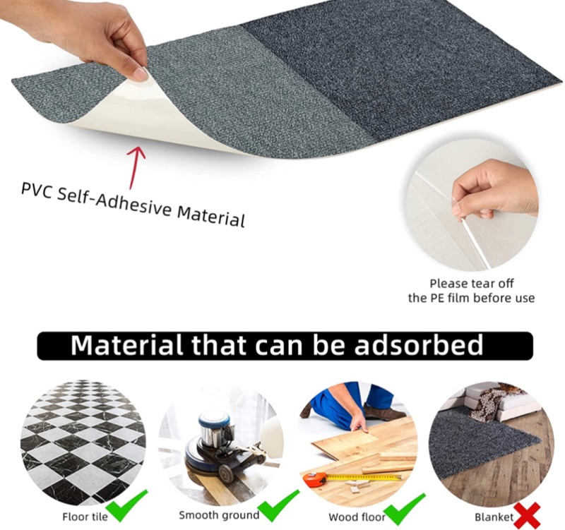 Photo 3 of VOTUENIX Office Chair Mat, Anti-Scratch Chair Mat for Hardwood Floors, Can Assemble Flexible Non-Slip Office Chair Mat for Home and Office 0.24" Thick 48" x 36"(6 Dark Gray & 6 Light Gray)