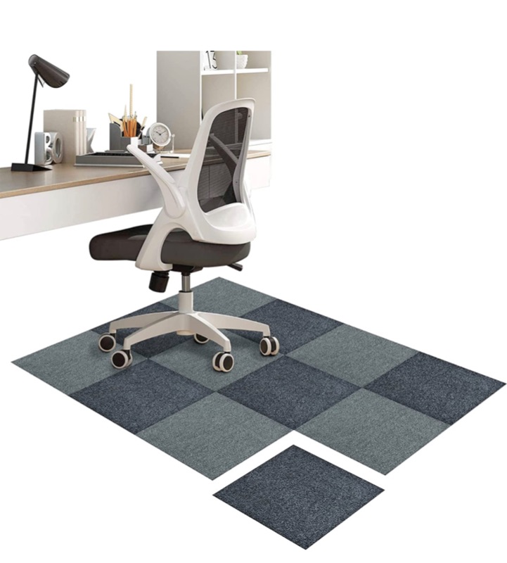 Photo 1 of VOTUENIX Office Chair Mat, Anti-Scratch Chair Mat for Hardwood Floors, Can Assemble Flexible Non-Slip Office Chair Mat for Home and Office 0.24" Thick 48" x 36"(6 Dark Gray & 6 Light Gray)